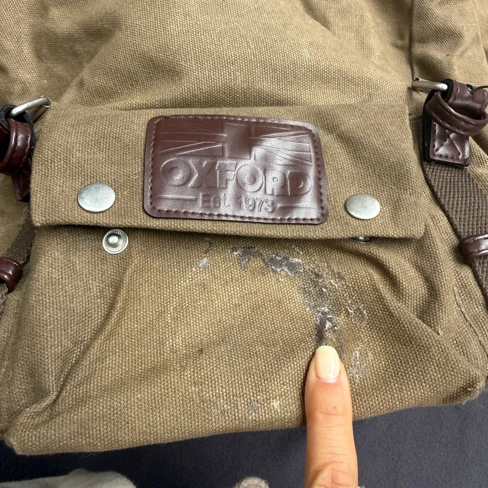 Oxford Heritage Roll Top Pannier Bag Khaki Canvas Motorcycle Tail Bag Retro